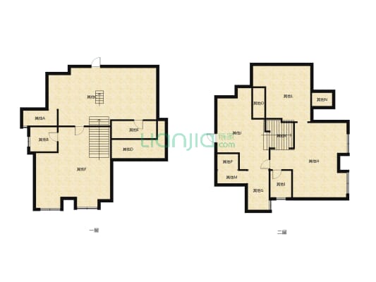 冠都现代城A1区复式四房两厅一厨两卫-户型图