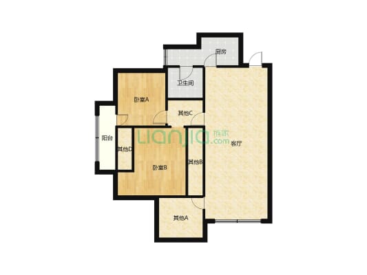 愉景湾精装三居室出售，双阳台两个卫生间方便一家人住-户型图