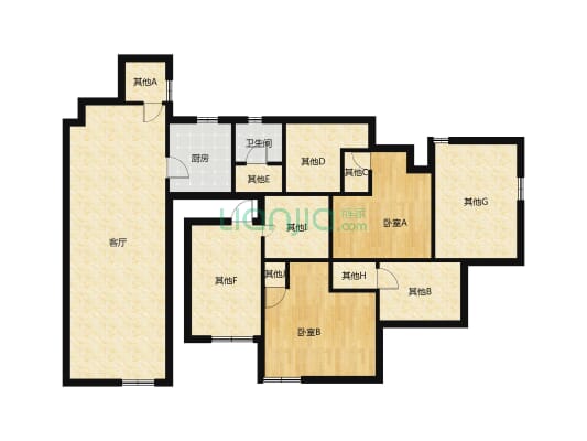 华新园林楼盘，电梯中高层，4房2厅2卫，原房东装修-户型图
