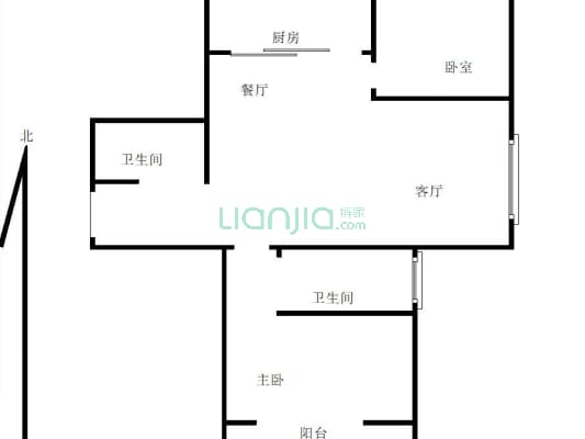 卓悦城北京未 2室2厅 南 北-户型图