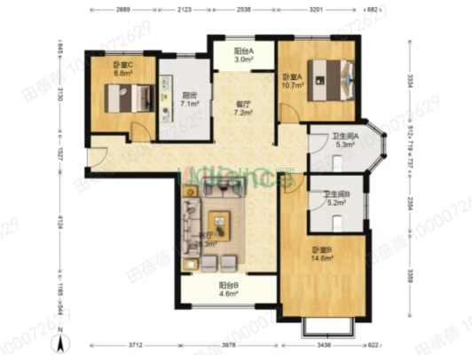 新社区小区环境好，园林式绿化，人车分流-户型图