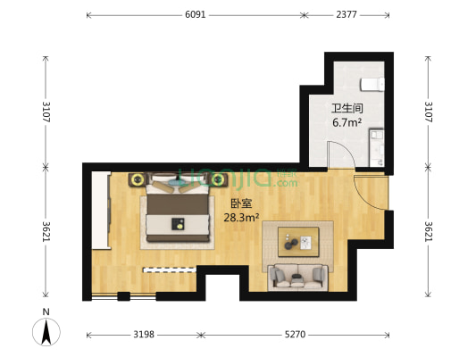 海汇名邸 1室0厅1卫 52平方
