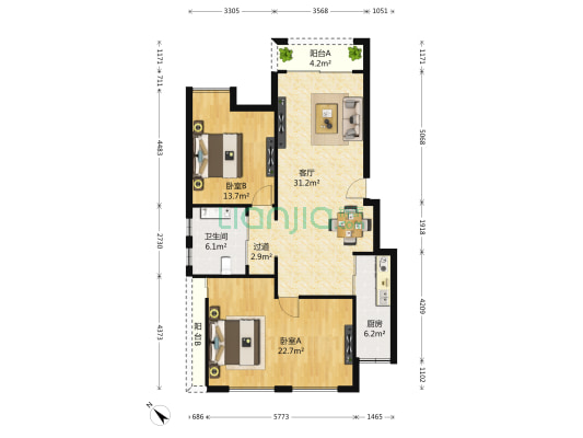 金科中央御院一期 2室1厅1卫 102平方