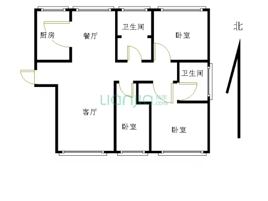 三利中和城B区大三居两卫两厅采光好，小区门口838车站-户型图