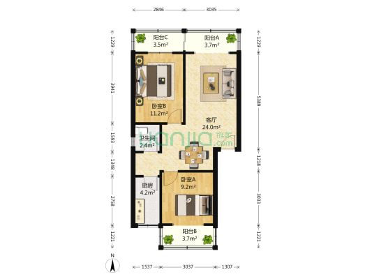 双丰聚苑 2室1厅1卫 71平方