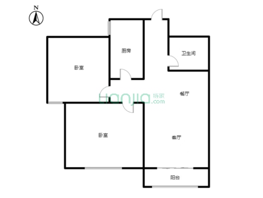 颐景华府 别墅区里面的高层 正规两居室 采光好-户型图