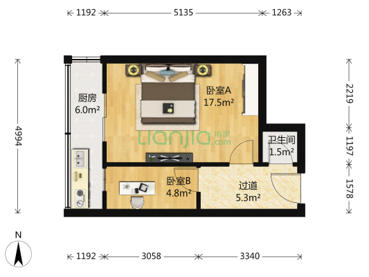 福方里 2室0厅1卫 41平方