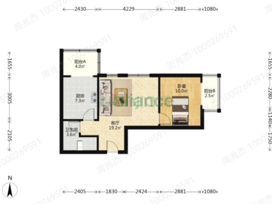松林店 集中供暖 电梯房 毛坯房随意装修-户型图
