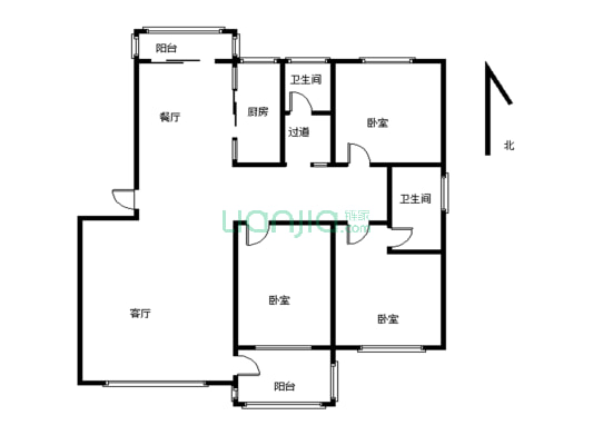 清华苑步梯洋房三室两厅，家具家电齐全，随时可以看房-户型图