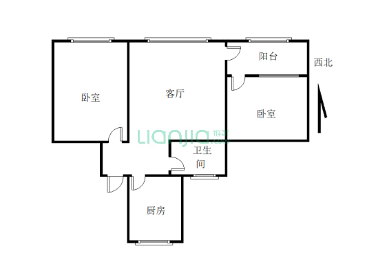 广元老城建设路两房两厅83.6平方米售50万!-户型图