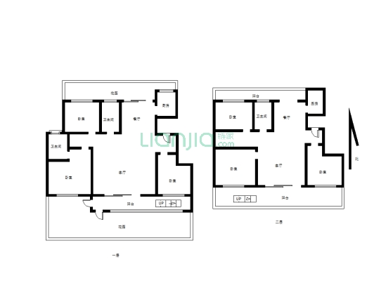 这套房子在一楼，3室2厅1厨2卫，带前后院，带下沉挑高-户型图