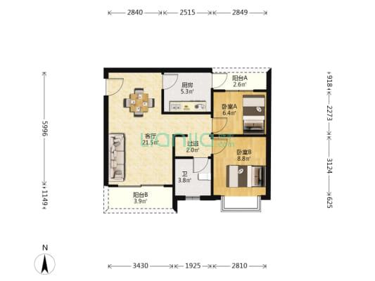 建桥轻轨站旁  出行便利  总价低-户型图