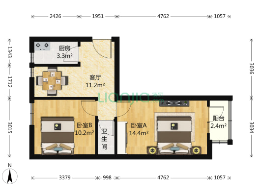 十字坡西里 2室1厅1卫 59平方