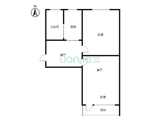 范阳路沿线  小两居  集中供暖  采光充足 步梯三层-户型图