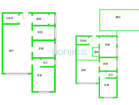 鼓楼新城 6室2厅 南 北-户型图