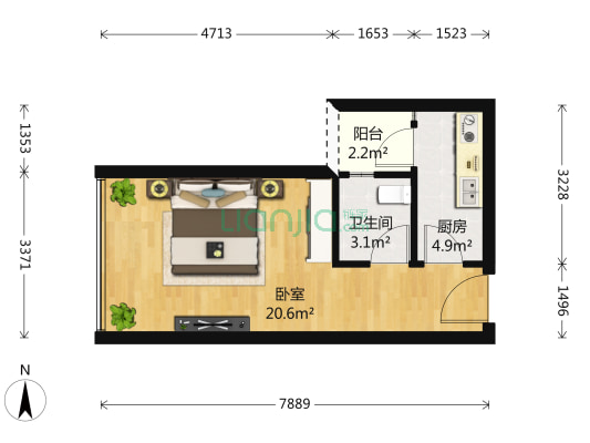 新上低总价 新装修 小单间 户型方正