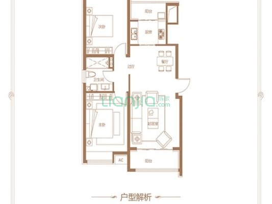 一层带小院，南北通透两居室，有装修，拎包入住-户型图