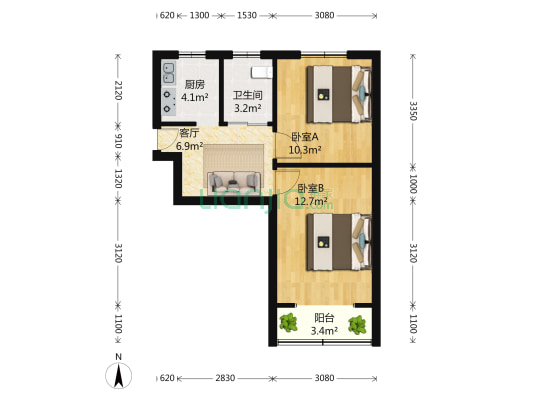 玉兰路71弄 2室1厅1卫 51平方