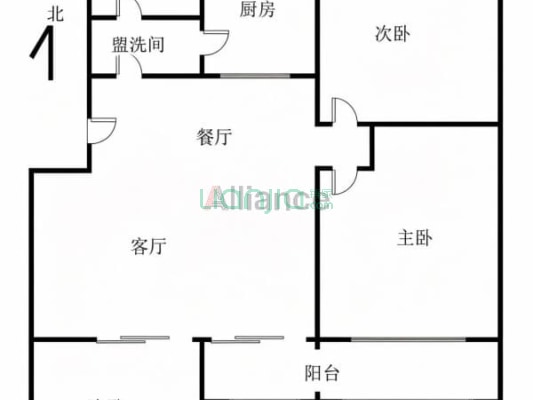 电梯房 户型方正 园林社区 通透三居室 采光好 通风好-户型图