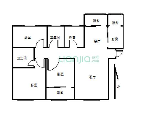 华庭四季城124平四室两厅有证可贷款精装修-户型图