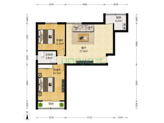翔园 2室1厅1卫 97平方