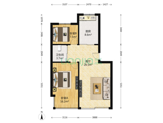 高祥里 2室1厅1卫 78平方