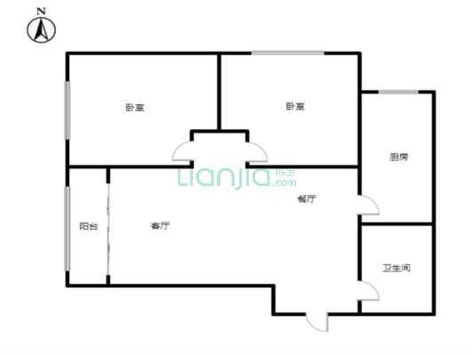 翡翠滨江 两居室 把边楼，无遮挡-户型图