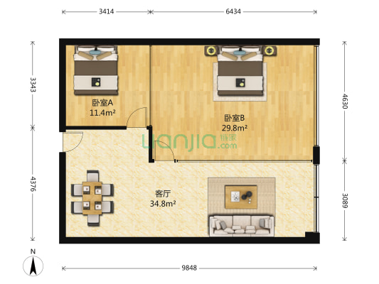丰尚玉林商务港 2室1厅0卫 60平方