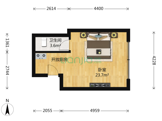 光华阳光水城二期 1室0厅1卫 38平方