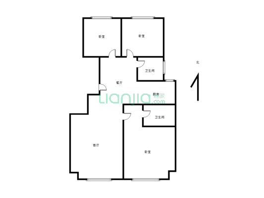 红山郡1期 3室2厅 南 北-户型图