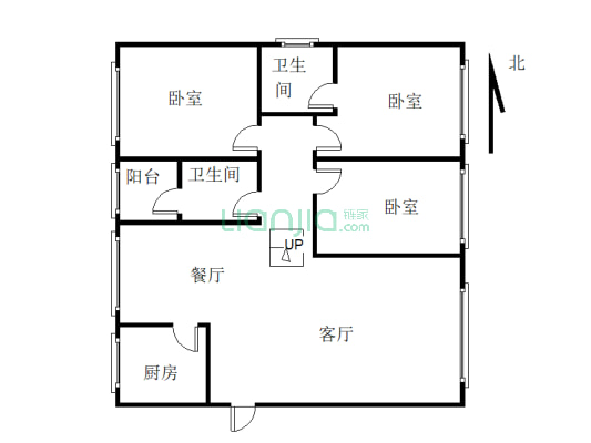 玉树家园 三室两厅双卫  小区环境干净舒适 适合居住-户型图