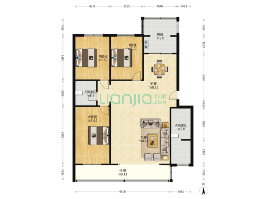 范阳路主干道，集中供暖大三居，配套齐全-户型图