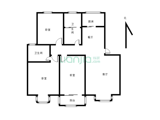 南乐祥瑞家园三室两厅两卫 步梯低层 首付10万左右-户型图