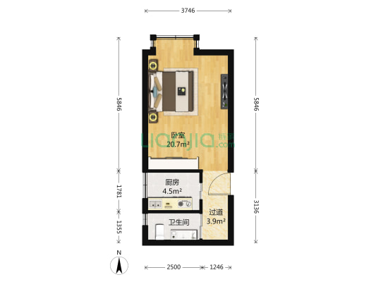 财富东方 1室0厅1卫 44平方