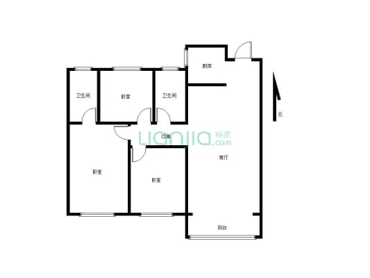 悦海堂小区三室两厅两卫，小区干净舒适，适合居住-户型图