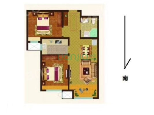 高铁新干线 2室2厅 南-户型图