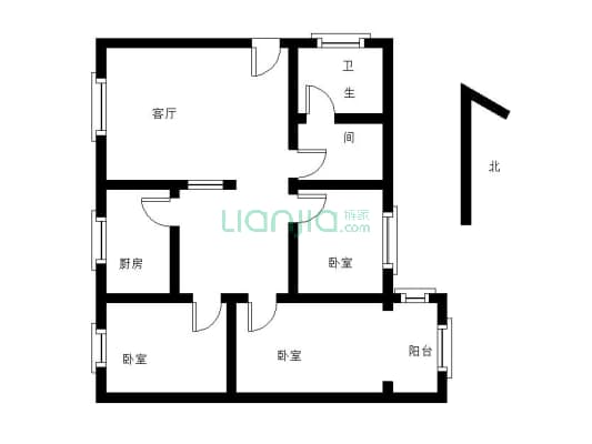 此房小三室   适合小人口   低楼层    适合老人居住-户型图