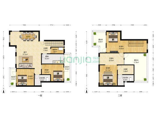 润扬双河鹭岛 4室1厅2卫 175平方