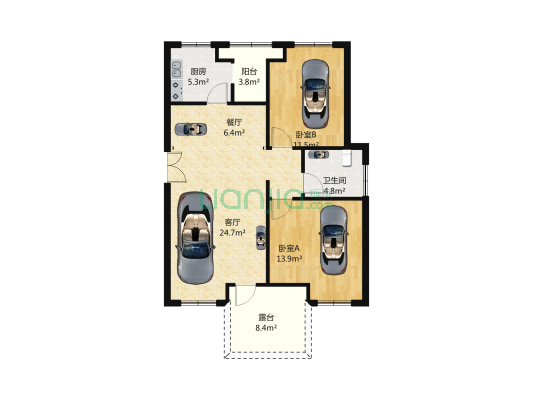 明宇豪雅青城 2室2厅1卫 74平方