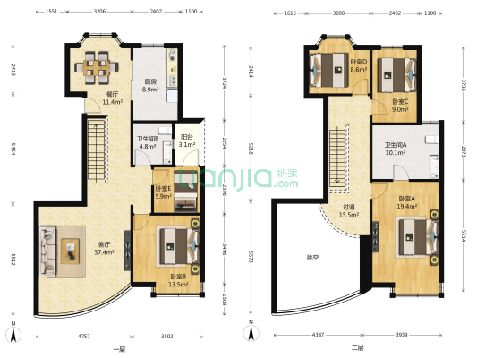 物业时代新居 5室2厅2卫 183平方