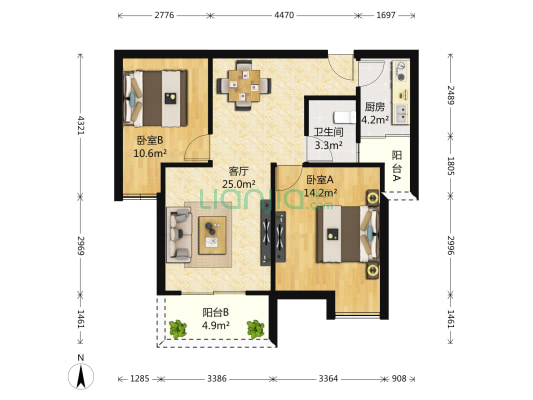 武昌府二期 2室1厅1卫 81平方