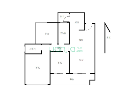 河东新区 置信丽府B区 103.5平米  3房两厅双卫-户型图
