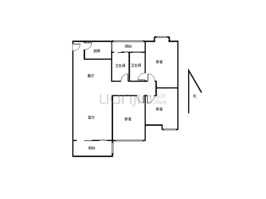 城南紫君花园  精装三室两厅双卫  拎包入住-户型图