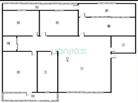 市医院家属院大三居，房本满五，看房方便-户型图
