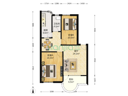 科技园四十八区 2室1厅1卫 73平方
