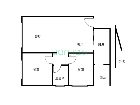 浩誉江语城 2室2厅 西北-户型图