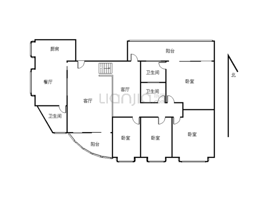 沱牌大道旁四室 户型方正，通风性好，居住方便舒适-户型图