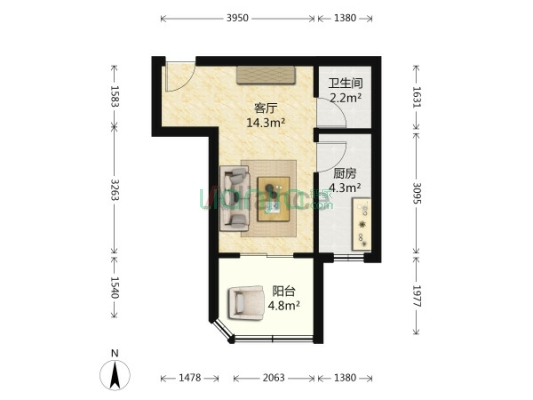 月光小区 单身公寓 价格便宜 钥匙看房-户型图