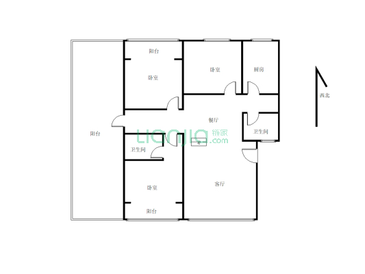 永明丽景三室两厅一厨两卫，143.2平方带大平台-户型图
