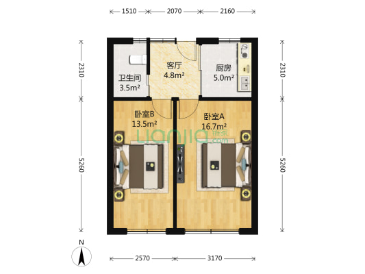 打浦大楼 2室1厅1卫 59平方